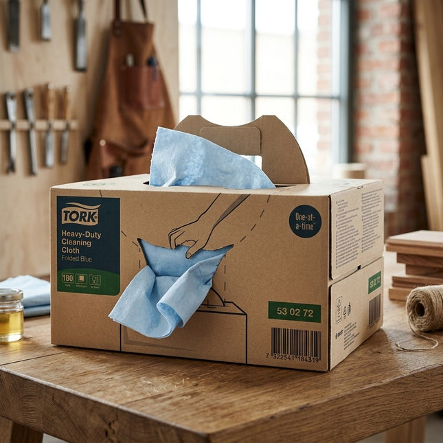 IA - Chiffon de nettoyage plié  Bleu industriel handi box TORK -Colis180 F