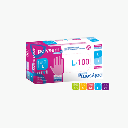 240-mm-Vinyl-Untersuchungshandschuh, unsteril, puderfrei, Medizinprodukt – PSA-Kategorie III