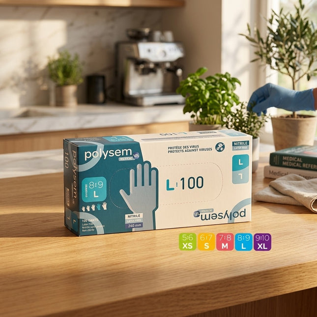 IA - Gant Examen NITRILE 240MM NON STERILE NON POUDRE Dispositif Medical - EPI CAT III TYPE B