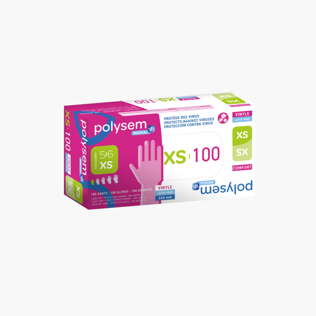 240-mm-Vinyl-Untersuchungshandschuh, unsteril, puderfrei, Medizinprodukt – PSA-Kategorie III