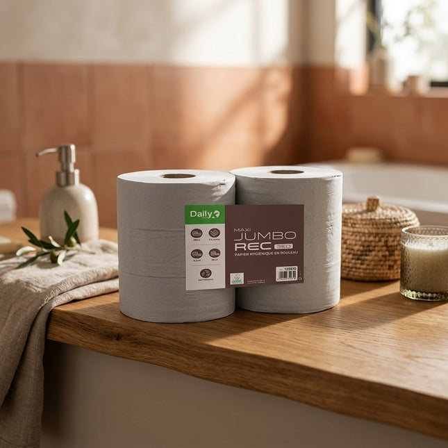IA - Papier Hygiénique Maxi Jumbo 350m DAILYK – Écolabel Recyclé – 6 Rouleaux – Usage Professionnel