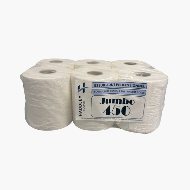 Essuie-tout pure ouate 2 plis 450 gaufré collé -  Haddley & Cooper