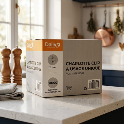 IA - Charlotte à clip usage unique non tissée rouge 10X100  - Ct 1000