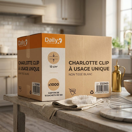 IA - Charlotte à clip usage unique non tissée bleue 10X100 - Ct 1000