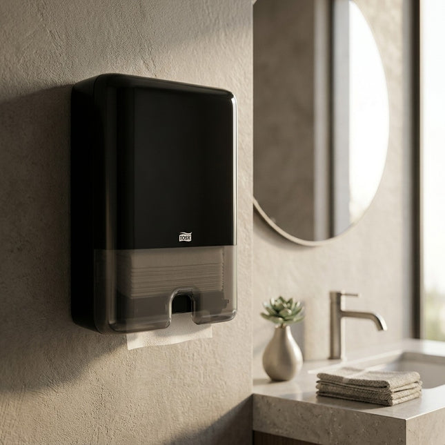 IA - Distributeur noir essuie-mains interfoliés TORK H2