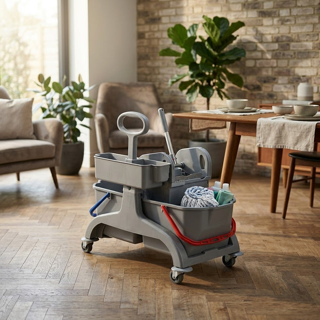 IA - Chariot double seaux 2X18L avec presse à machoire