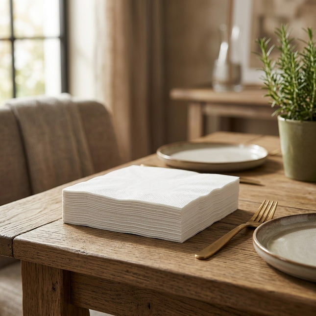 IA - Serviettes 30x30cm 2 plis pure ouate blanche - Carton 3200