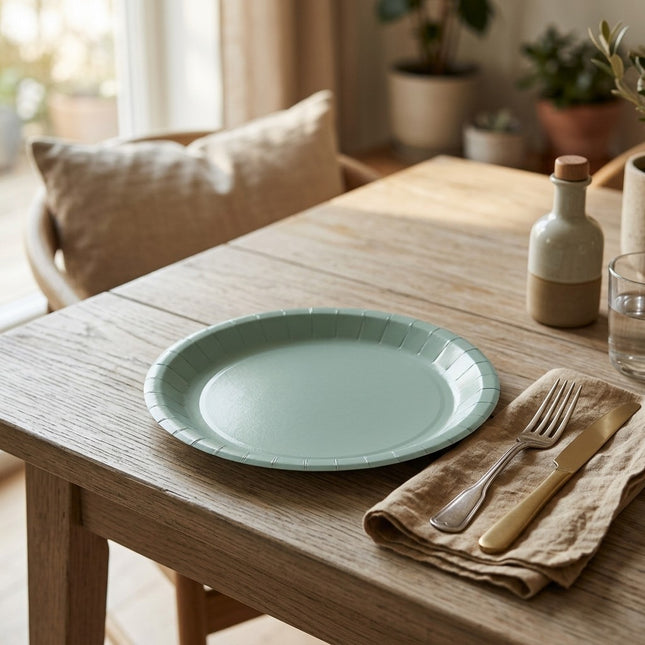 IA - Assiettes carton compostable Fiesta x10 - Vert d'eau