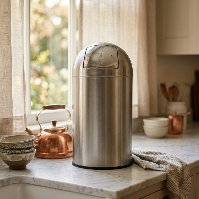 IA - Poubelle Push 40L en Inox brossé avec seau intérieur