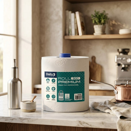 IA - Essuie-Tout 300 Feuilles Écolabel DAILYK Premium – Rouleau Individuel – Usage Professionnel
