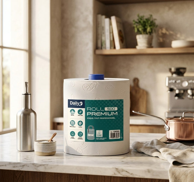 IA - Essuie-Tout 300 Feuilles Écolabel DAILYK Premium – Rouleau Individuel – Usage Professionnel