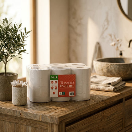 IA - Papier toilette Mini Jumbo Dailyk 180m - Pur Ouate - 12 rlx
