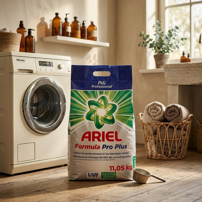 IA - ARIEL FORMULA PRO+ Lessive Poudre Désinfectante – Nettoyage & Désinfection Textile – Sac 11kg