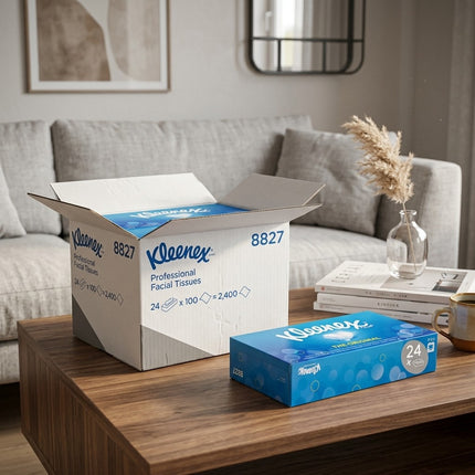 IA - Kleenex - Mouchoirs blancs 2 plis, carton de 24 boîtes