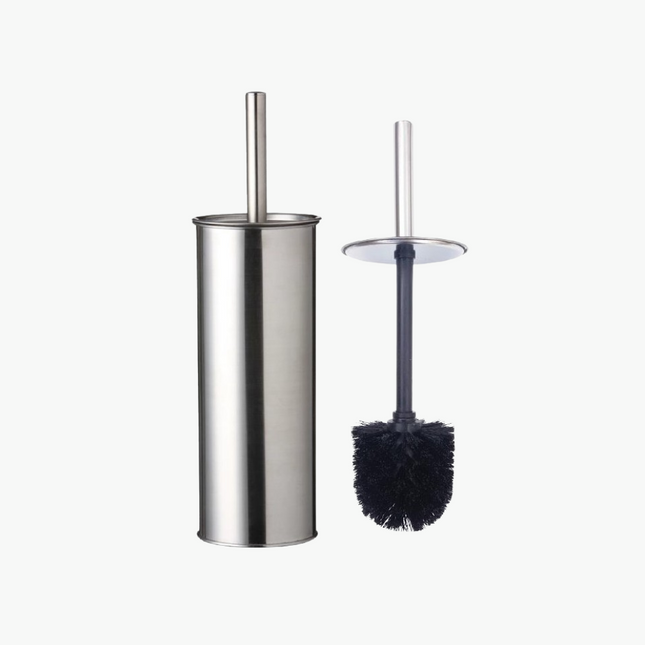 Combiné WC porte-balayette et brosse noire - Inox