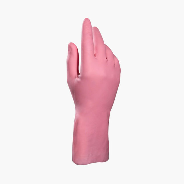 Gant ménage latex 30cm floqué coton Rose- 1 paire