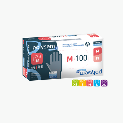 GANT EXAMEN LATEX 240MM NON STERILE NON POUDRE DISPOSITIF MEDICAL - EPI CAT III - BOITE DE 100