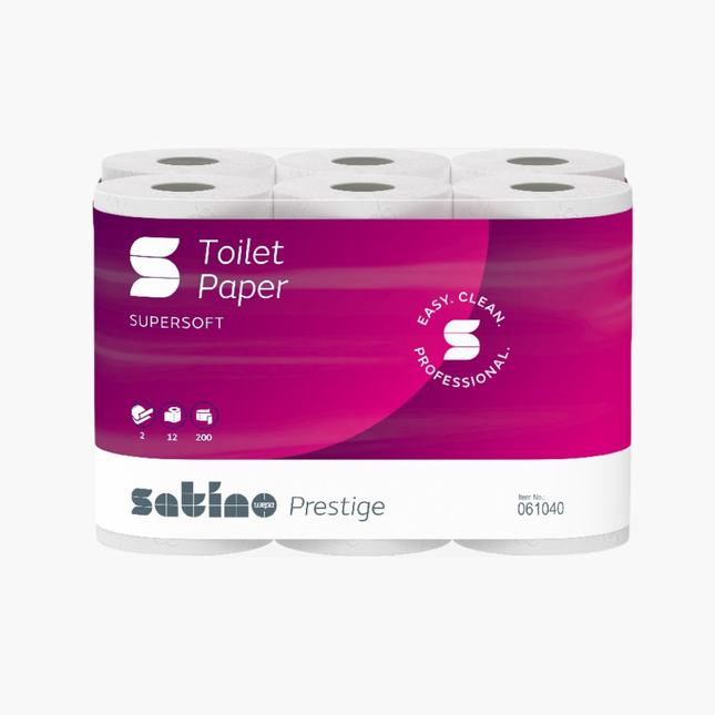 Papier toilette 200 feuilles ECOLABEL 2 pl. g/c pure ouate blanc - Colis 12 rlx