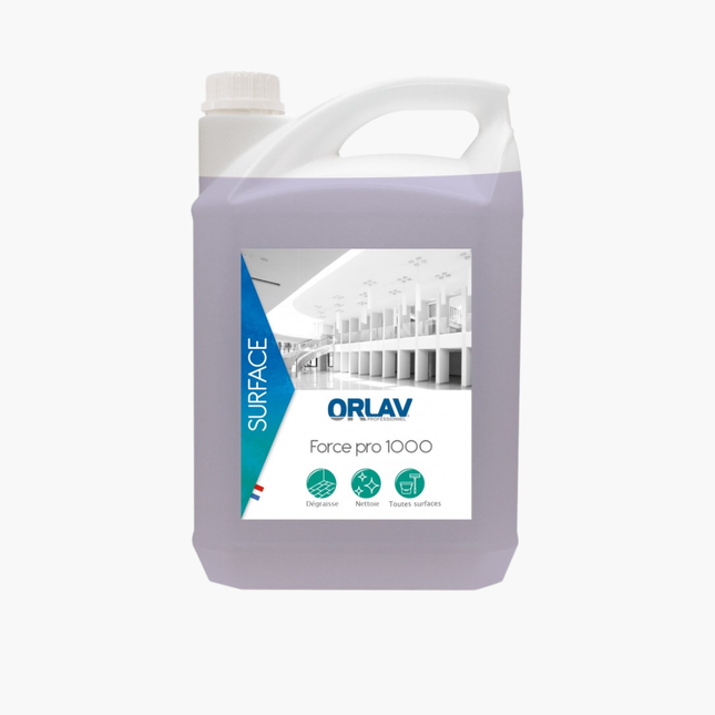 FORCE PRO 1000 – Sols, Cuisine, Salle de Bain- vitre : Un Seul Produit pour Tout Nettoyer - ORLAV Bidon de 5L