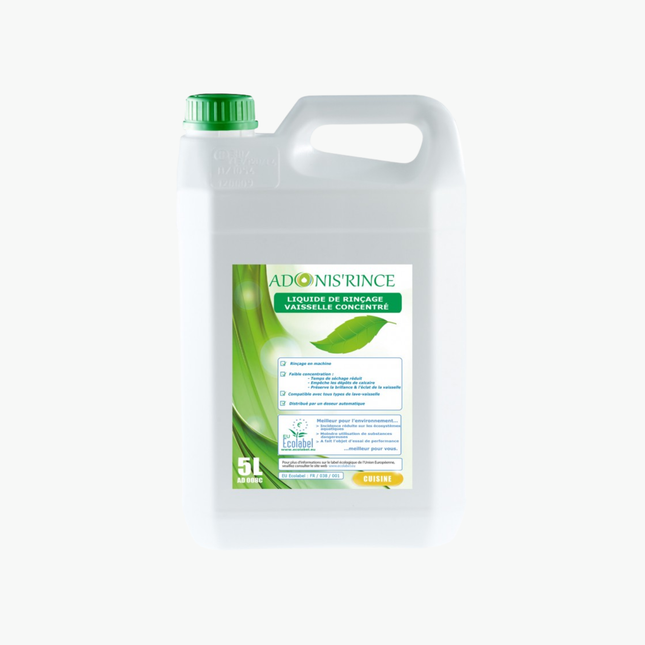 Liquide rinçage ADONIS' RINCE machine ECOLABEL -Bidon 5L