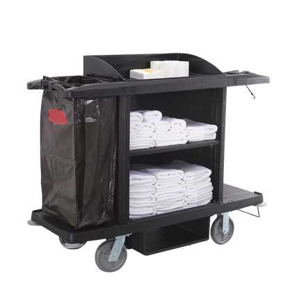 Chariot hôtelier d'étage grande capacité avec sac à linge