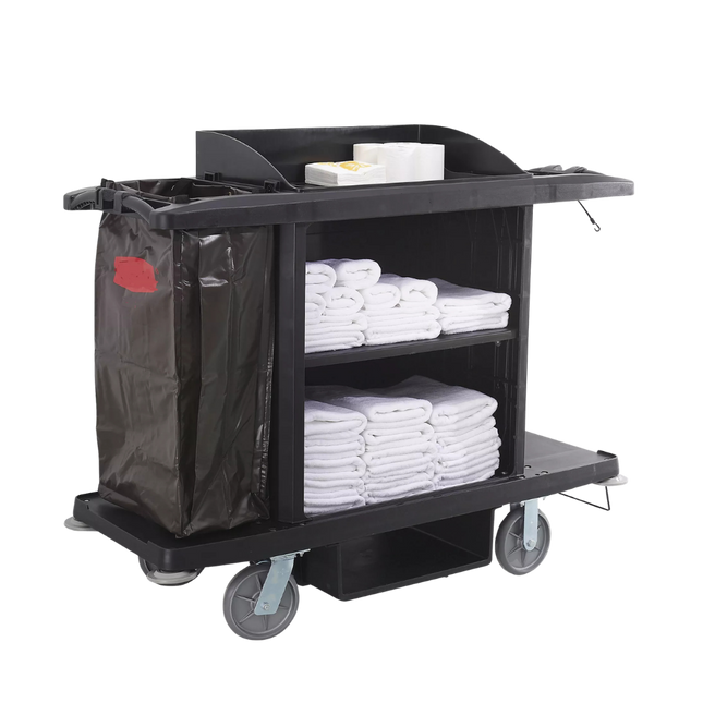 Chariot hôtelier d'étage grande capacité avec sac à linge