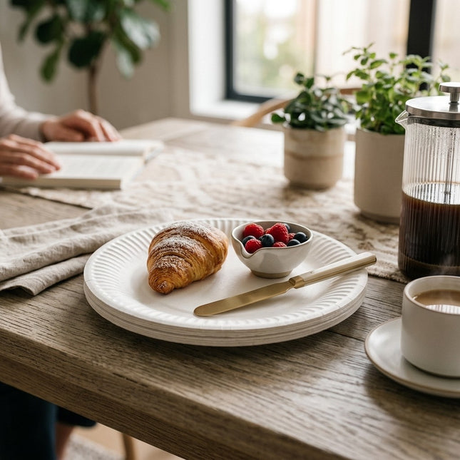 IA - Assiette blanche en carton 100% biodégradable D.23 - Colis 1000