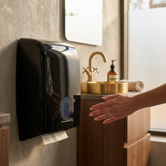 IA - Distributeur essuie-mains pliés interfoliés AQUARIUS noir