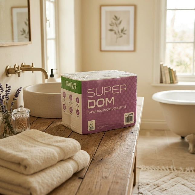 IA - 12 Rouleaux- Papier toilette blanc Ecolabel  SuperDom 180 feuilles SUPER DOM180 Dailyk Green