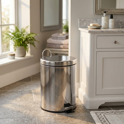 IA - Tampel - Poubelle à pédale inox 5L, anti-traces