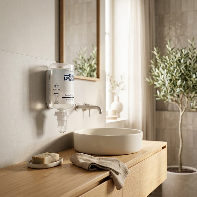 IA - Tork S4 Savon Mousse Peaux Sensibles – Recharge 1000 ml – Distributeur Compatible S4
