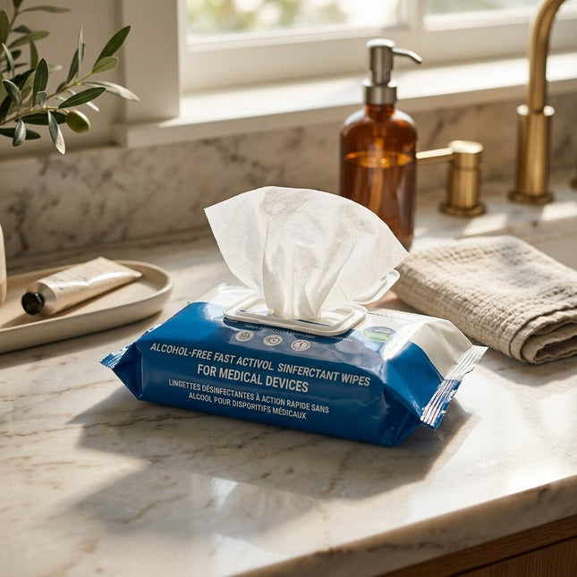 IA - WANCARE Lingettes Désinfectantes Sans Alcool – Multi-Surfaces – 100 Lingettes 20x20 cm