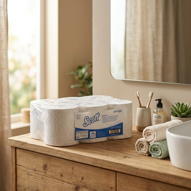 IA - Essuie-mains 1 pl. ouate blanc 350m SCOTT ECOLABEL /6691- Colis 6 rlx