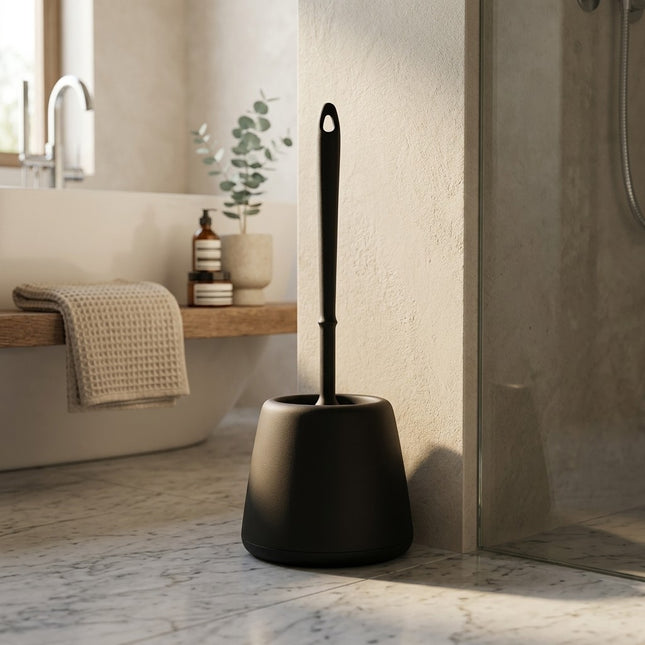 IA - Combiné WC porte-balayette et brosse - Noir
