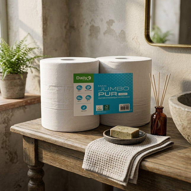 IA - Papier toilette gaufré blanc Ecolabel MAXI JUMBOPUR 350m Dailyk Green - 6 rlx