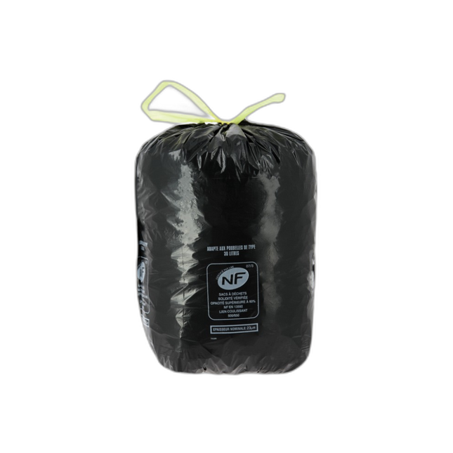 Sac poubelle 30L noir - 23 microns - Haute résistance