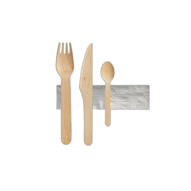 Couverts en bois jetables - Kit 250 pièces