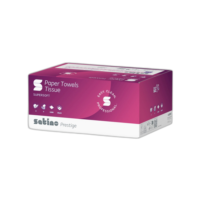 Essuie-mains pliés en V 2 plis pure ouate - 3000 unités