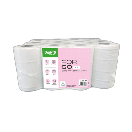 Essuie-tout dévidage central DailyK - 200 formats - 2 plis