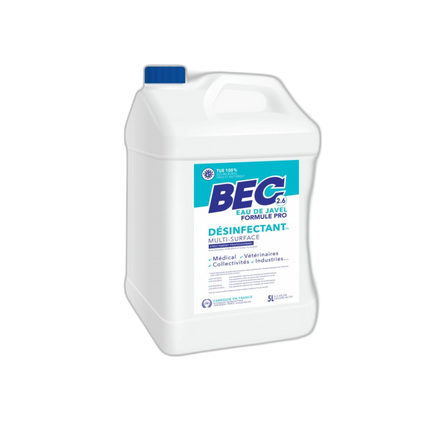 BEC - Eau de Javel 2,6% Professionnelle - Bidon 5L