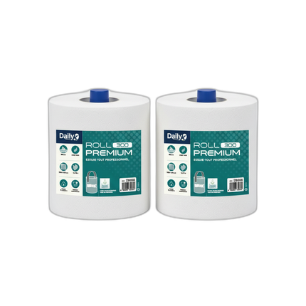 DailyK - Essuie-Tout Professionnel 300 Feuilles, Lot de 2