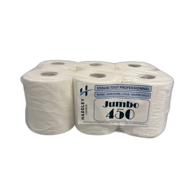 Essuie-tout 2 Plis 450 Feuilles Pure Ouate – Ultra Absorbant – Gaufré Collé – Lot de 6 – Haddley & Cooper
