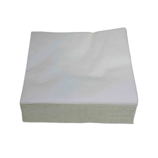 Serviettes blanches pure ouate 2 plis – 38 x 38 cm – Colis de 18 paquets de 100 unités