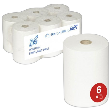 Essuie-mains blanc 190m Ecolabel SCOTT SLIMROLL- Ct 6 - image 1