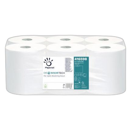 Essuie-mains 2 pl. g/c pure ouate DISSOLVETECH 140m - Colis 6 rlx - image 1