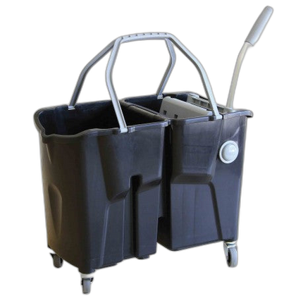Chariot de lavage Bi Bac CLEVY / 2x15L Noir Avec presse - image 1