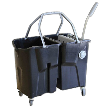 Chariot de lavage Bi Bac CLEVY / 2x15L Noir Avec presse - image 1