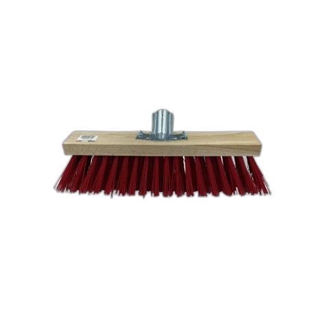 Balai cantonnier PVC rouge / Monture bois avec douille métal L 40 - image 1
