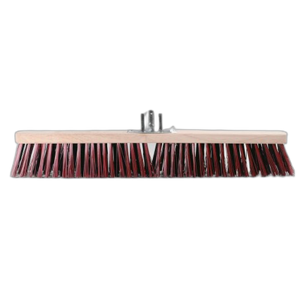 Balai cantonnier PVC rouge / Monture bois avec douille métal L 60 - image 1