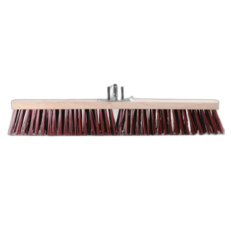 Balai cantonnier PVC rouge / Monture bois avec douille métal L 60 - image 1